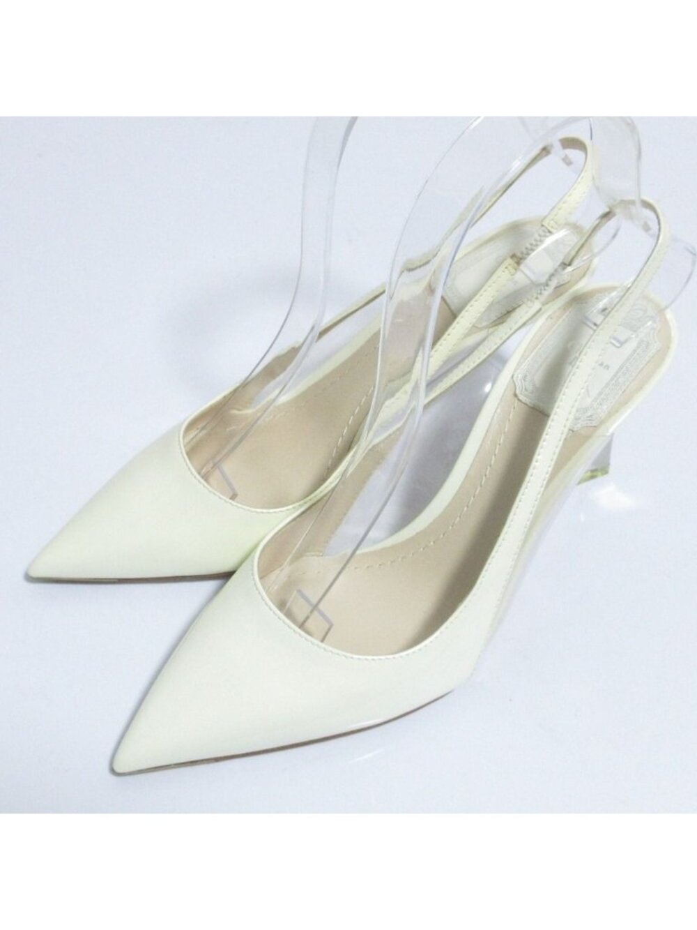 Dior Patent Leather Pointed Toe Slingback Pumps White Spring Summer